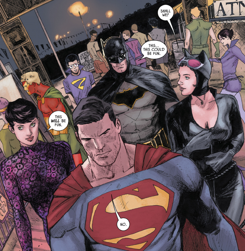 Illustration for article titled Batman and Superman's Double Date Is One of the Cutest Comic Book Team-Ups Ever